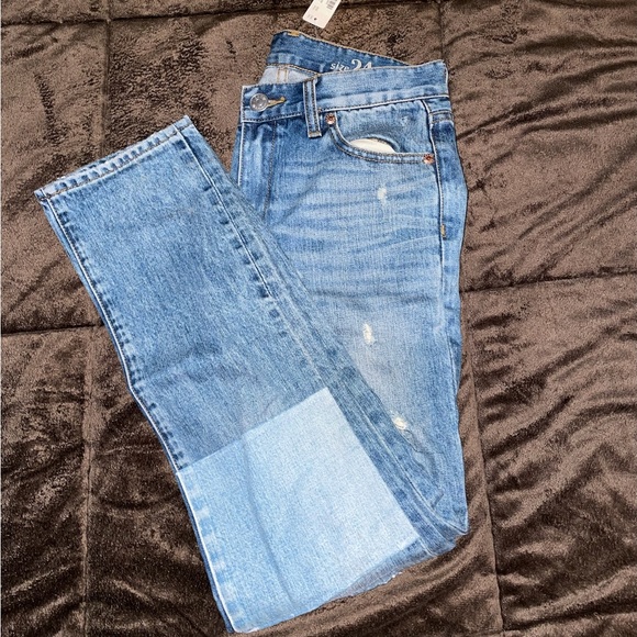 NWT J Crew Broken In Boyfriend Patch Medium Wash Jeans Size 24 - Picture 4 of 8